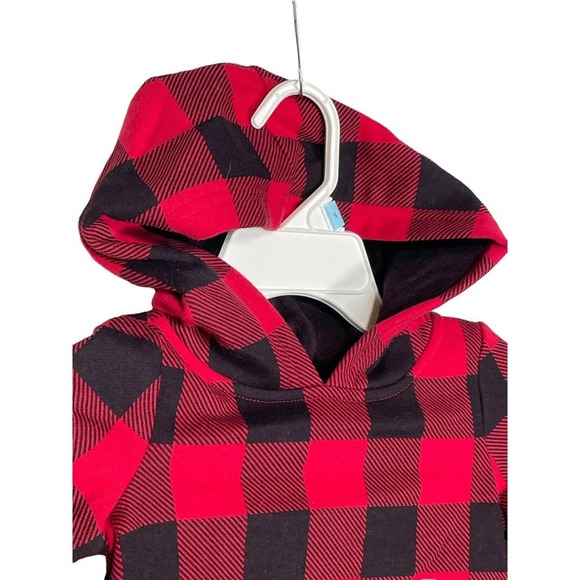 Ideology Unisex Little Kids Buffalo Plaid Hoodie, red black, 2T-3T - Picture 3 of 7